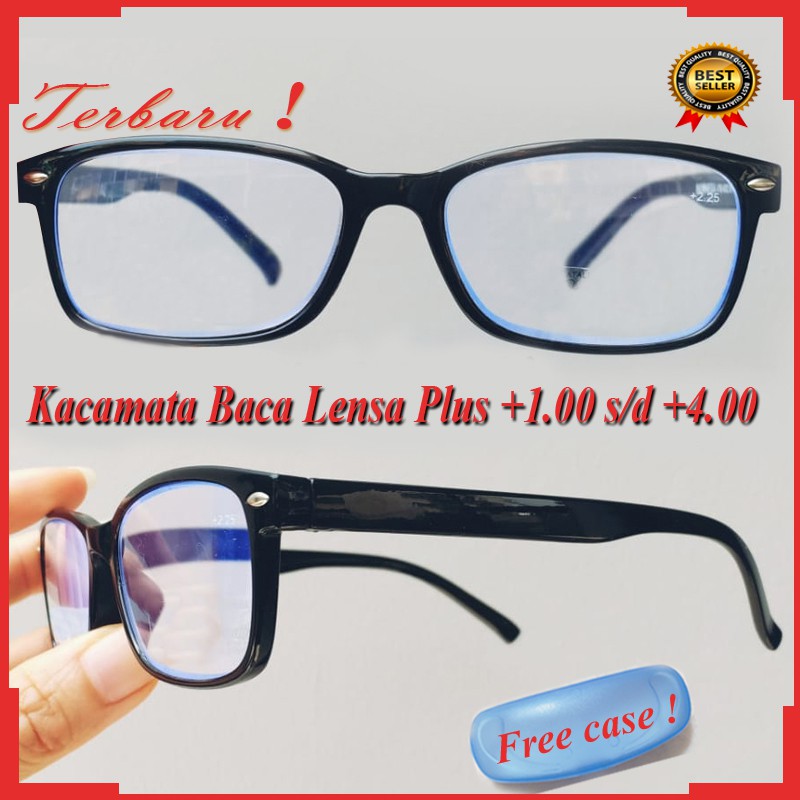 Kacamata Blueray Plus (+) dari +1.00- +4.00 FREE CASE Kacamata Pria Wanita Kacamata Plus Kaca mata