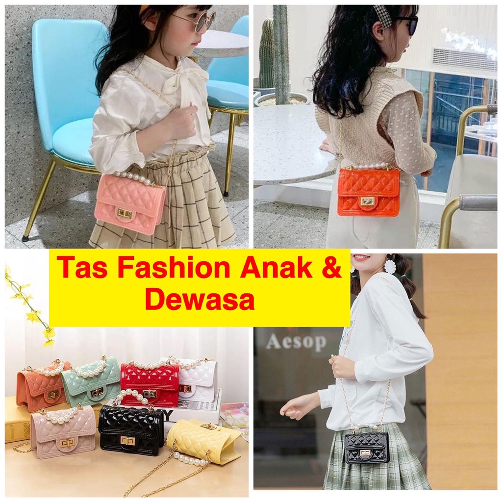 TAS SLEMPANG ANAK TAS MINI MUTIARA GAGANG MUTIARA TAS JELLY MINI ANAK PEREMPUAN SLING BAG ANAK