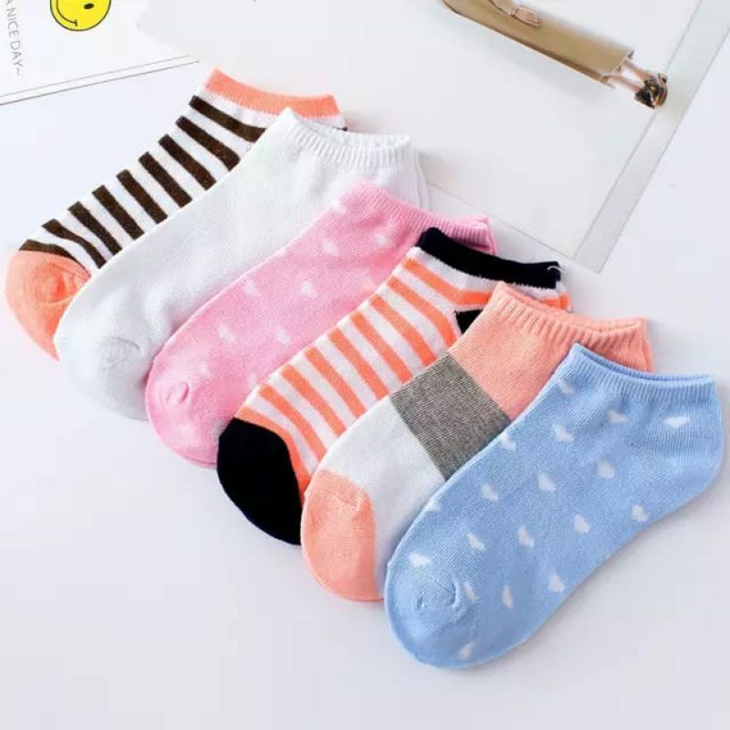 (3-6 pasang mk stabilo) kaos kaki fashion wanita/kaos kaki karakter motif