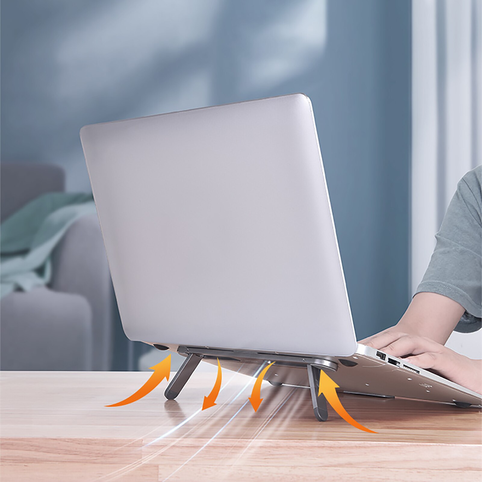 Portable Laptop Stand,Foldable Notebook Stand Holder,Laptop Computer Cooling Invisible Black Bracket-2