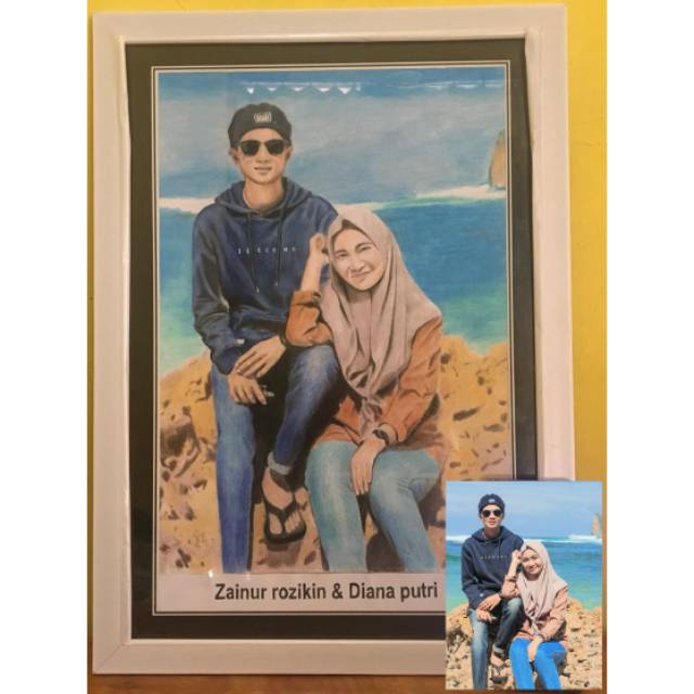 

Sketsa foto wajah unik 100% hand Made kado ultah kertas A3 tanpa pigora