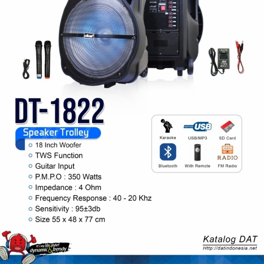 Speaker aktif portable Dat 18 inch dt1822 aktiv dt 1822 Original