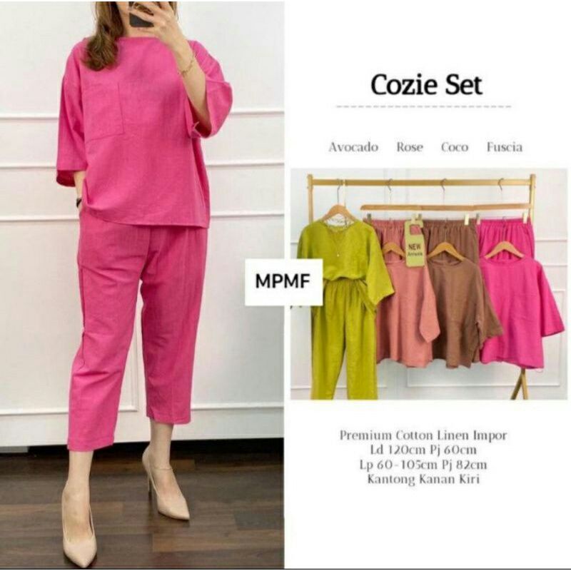 Setelan One Set Polos Wanita Jumbo Ld 120 Kekinian Bahan Katun Linen
