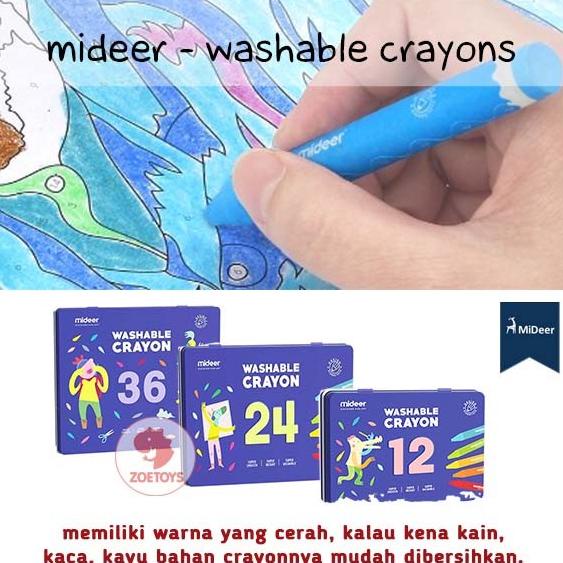 

Zoetoys Mideer - Washable Crayons 12 ct. 24 36 warna colors