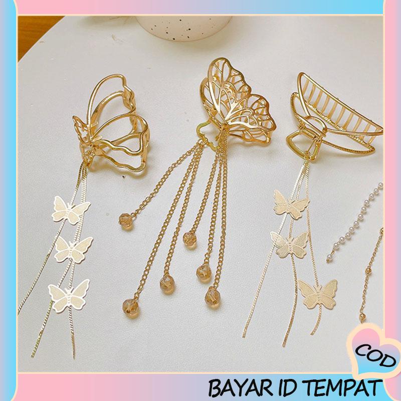 COD❤️ Butterfly Jepit Rambut Bentuk Kupu-Kupu Bahan Metal Ukuran Besar-A.one