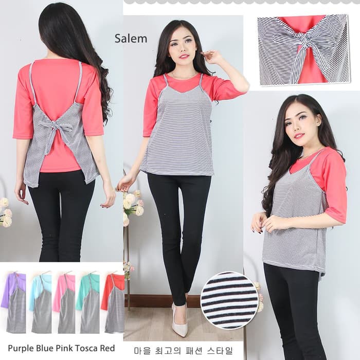 Blouse Wanita - Atasan Wanita - Blus Sifon Baju Atasan Blouse Wanita Murah Rompi Ikat Belakang A331