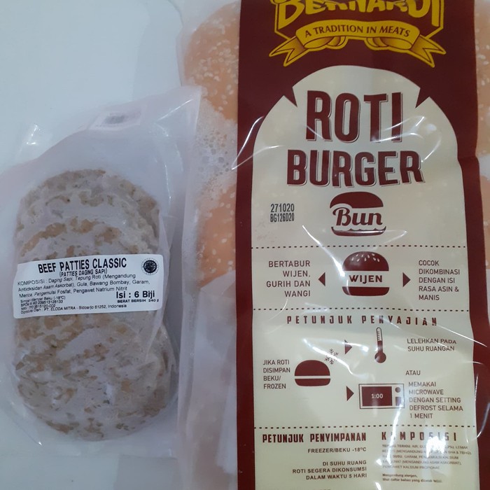 

PAKET BURGER Bernardi Roti Wijen dan Beef Patties Classic / bernardi roti burger wijen 6pcs