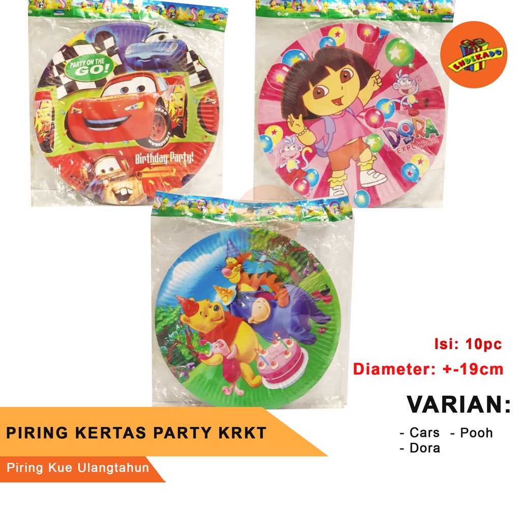 PIRING KERTAS PARTY KRKT - Piring Kue Ulang Tahun - Piring Pesta