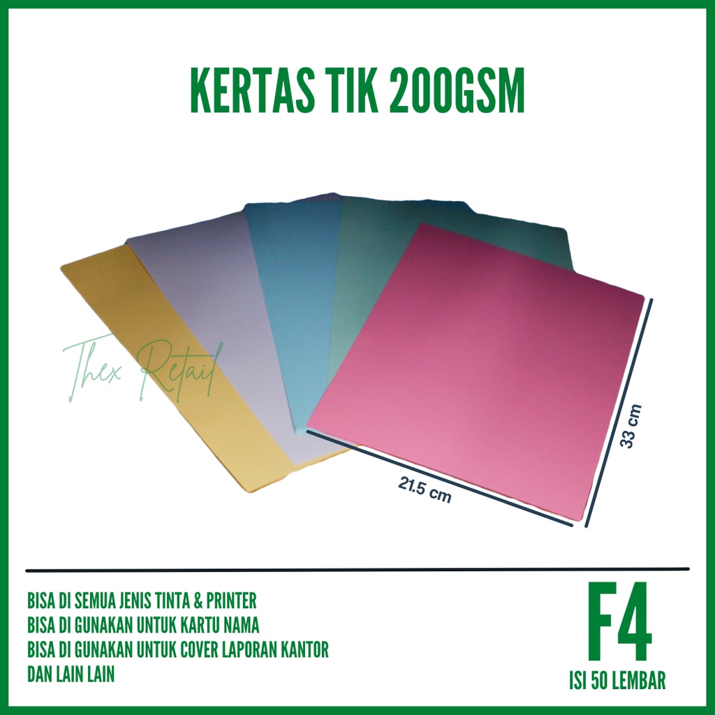 

Kertas 200gsm TIK F4 isi 50 lembar / Kertas TIK F4