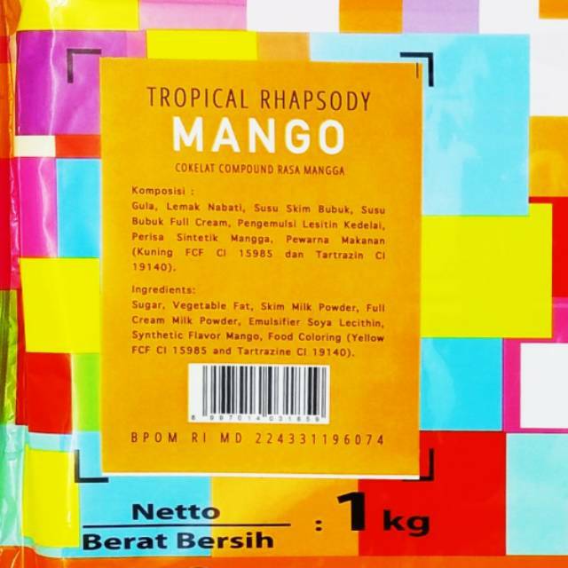 

ELMER Chocolate / Coklat Compound Tropical MANGO 1 Kg