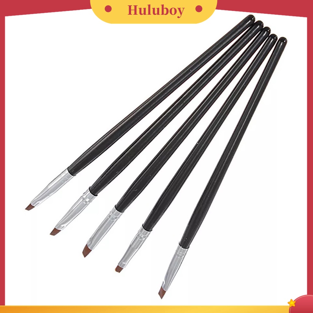 Huluboy Huluboy♡ 5pcs / Set Brush Nail Art Profesional Gagang Kayu Metal Anti Pudar Untuk Wanita