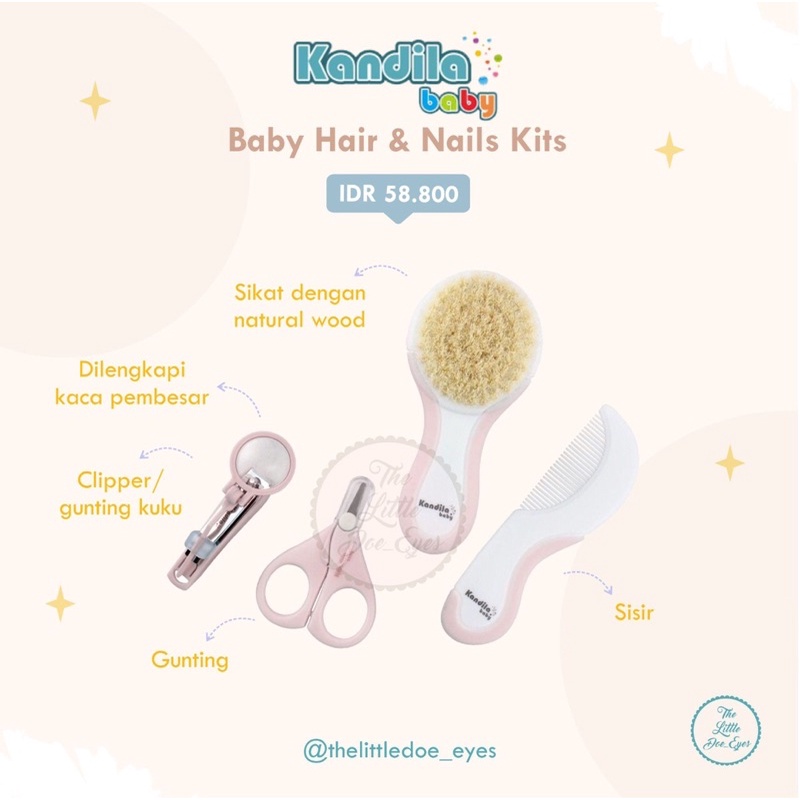 Kandila Baby Hair &amp; Nails Kits Sisir &amp; Gunting Kuku Bayi