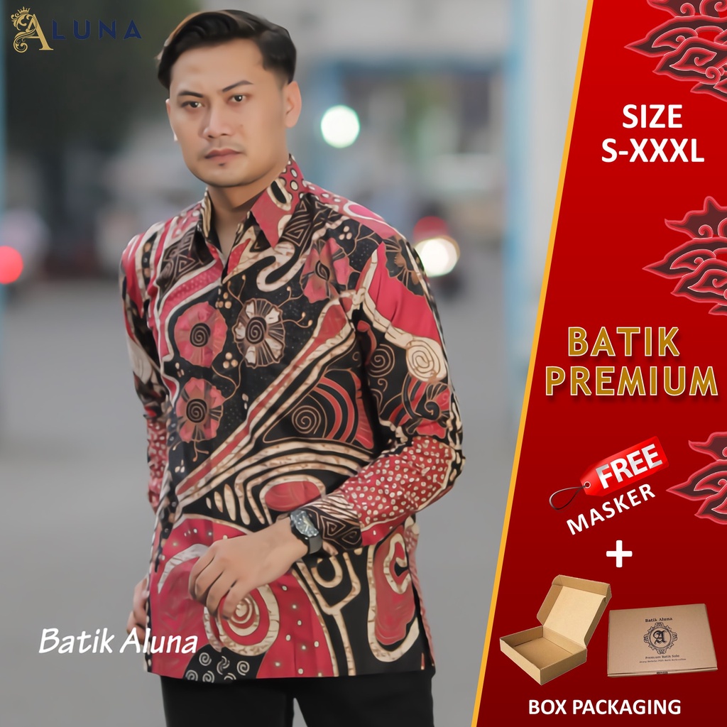 KEMEJA BATIK PRIA PREMIUM LENGAN PANJANG REGULAR KANTOR BATIK ALUNA PCW 078