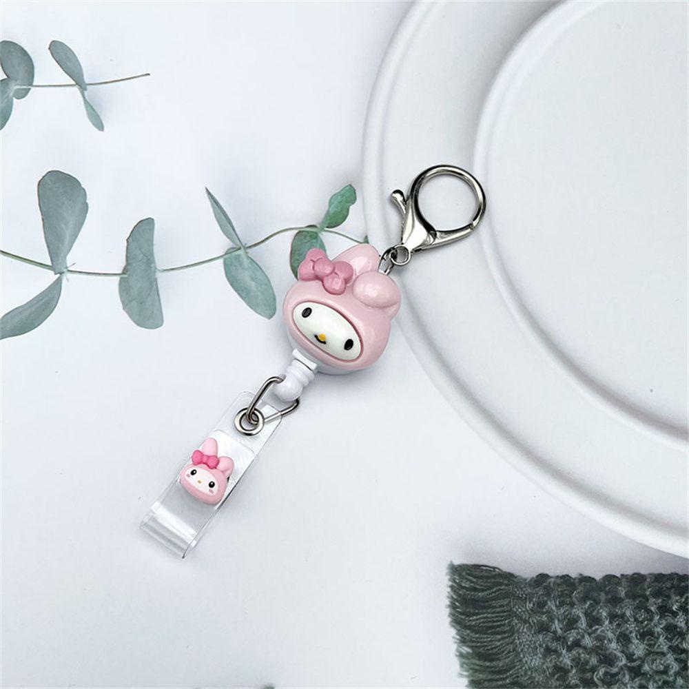 Agustinina Ditarik Lencana Gulungan Kawaii Kartun Klip Kartu ID Card Kerja Klip Cinnamoroll Kartu Siswa Perawat Badge Holder
