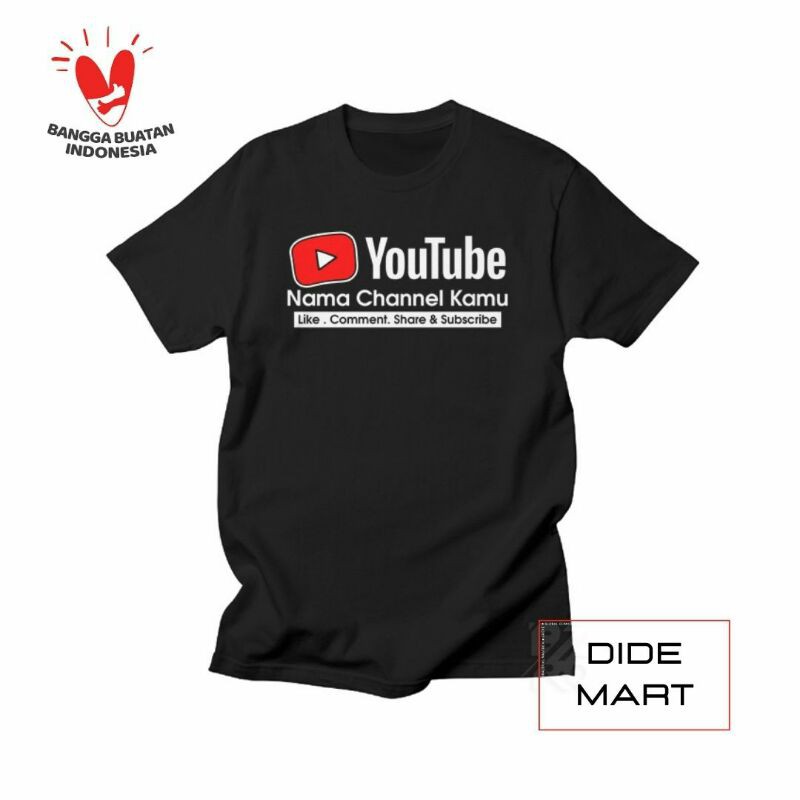 Kaos Channel Youtube Custom Nama Suka Suka cotton / kaos custom / kaos branded / kaos pria wanita
