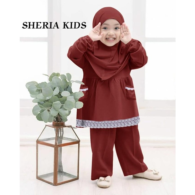 Sheryl Kids Baju Setelan Muslim 3 In 1 Anak Perempuan Usia 4 - 5 Tahun