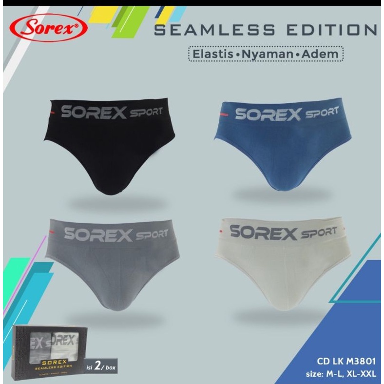 2 pcs Celana Dalam Pria Sorex 3801  Sport Seamless/Sorex Men