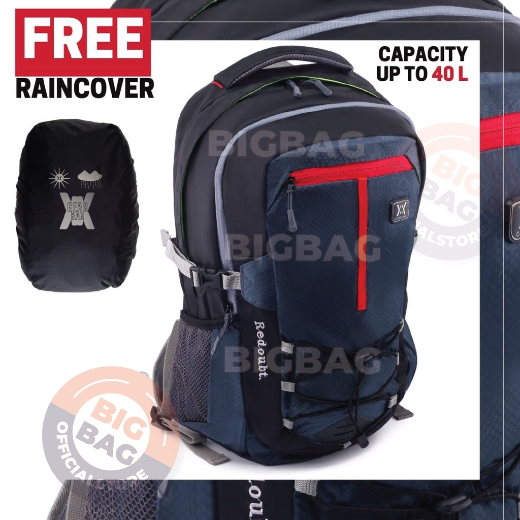 RTM - Tas Ransel Outdoor Pria Gear Bag 13152 - REDOUBT Laptop Backpack + FREE Raincover Promo Diskon Murah Tas Laptop Kerja Kantor Kuliah Anti Air Fashion Pria Outdoor Termurah Terlaris Best Seller