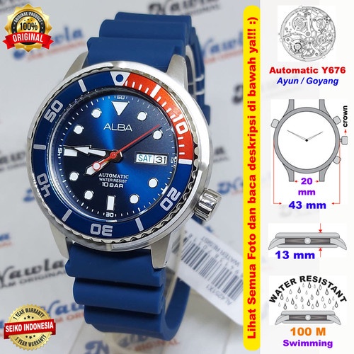 JAM TANGAN PRIA ALBA AUTOMATIC AL4251X1 AL4251 SILVER PEPSI ORIGINAL