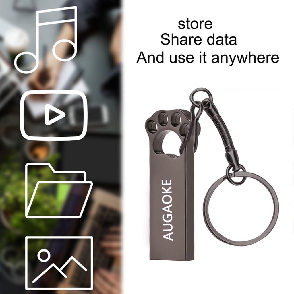 Usb 3.0 Flash Drive Transfer Data Bentuk Cakar Kucing Bahan Metal Untuk AUGAOKE 8 / 16 / 32 / 64 / 128GB