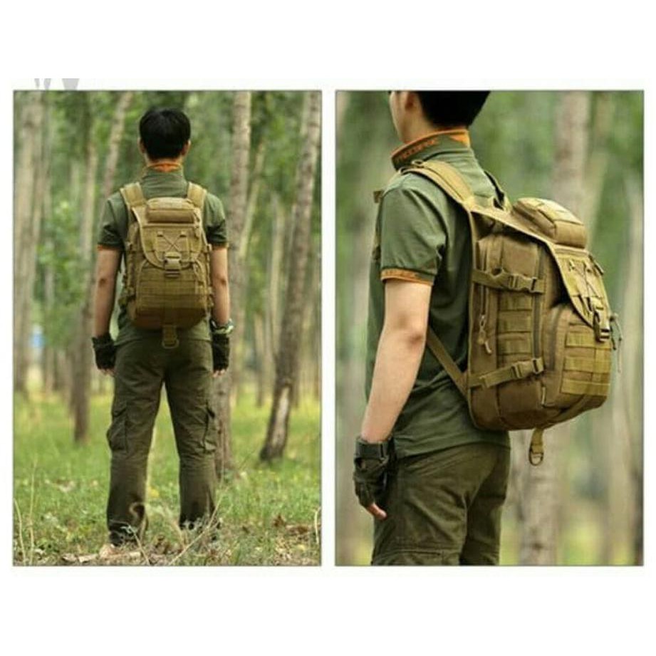 ransel kulit kanvas pria wanita backpack tactical army laptop kuliah