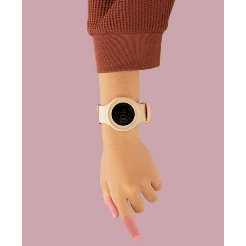 exsport citylife round digital watch - cream