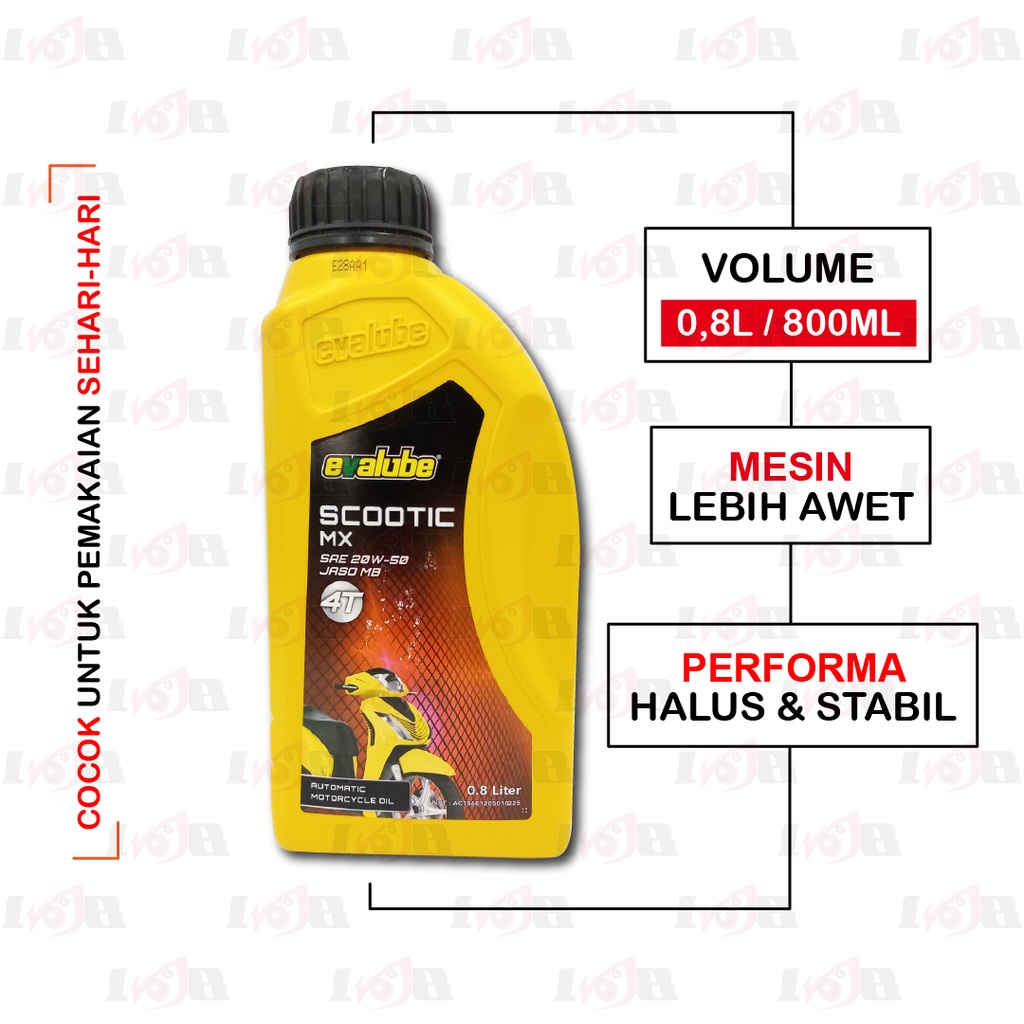 Evalube Scootic MX Oli Mesin Motor Matic Universal Oil Scooter Vespa Honda Yamaha Suzuki 4 Tax 800ml