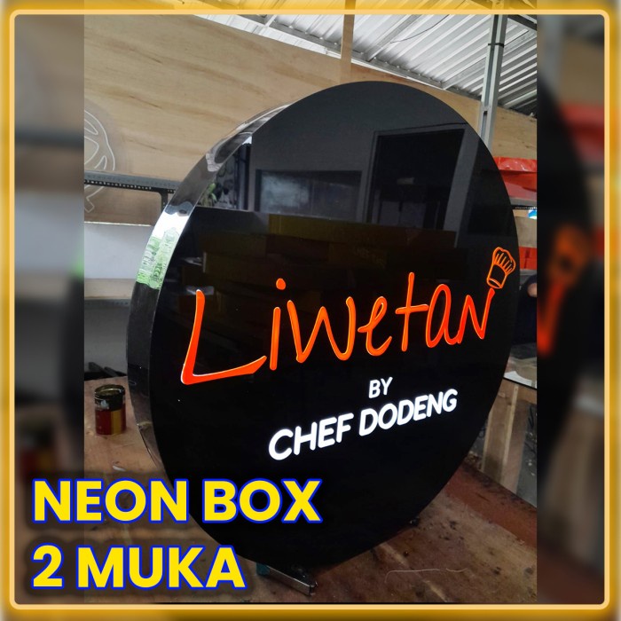 Neon Box 80cm 1 Muka | Sign Box LED Acrylic Custom Logo Toko