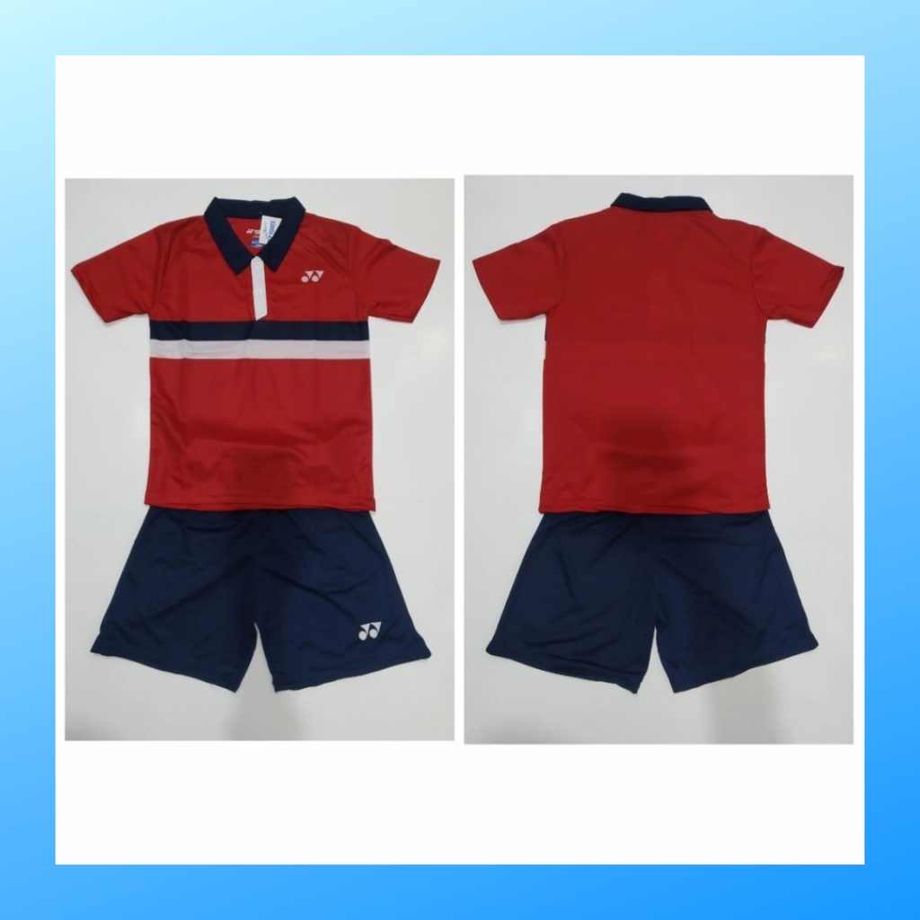 Kaos badminton anak jersey bulutangkis baju dan celana setelan t-shirt outfit seragam kostum olahraga pakaian apparel sports ST.Y2001 merah polos