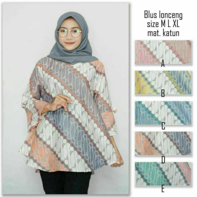 Blus Lonceng Soft Pastel Batik Terompet Lonceng Atasan Batik Kerja Seragam Kantor Muslim