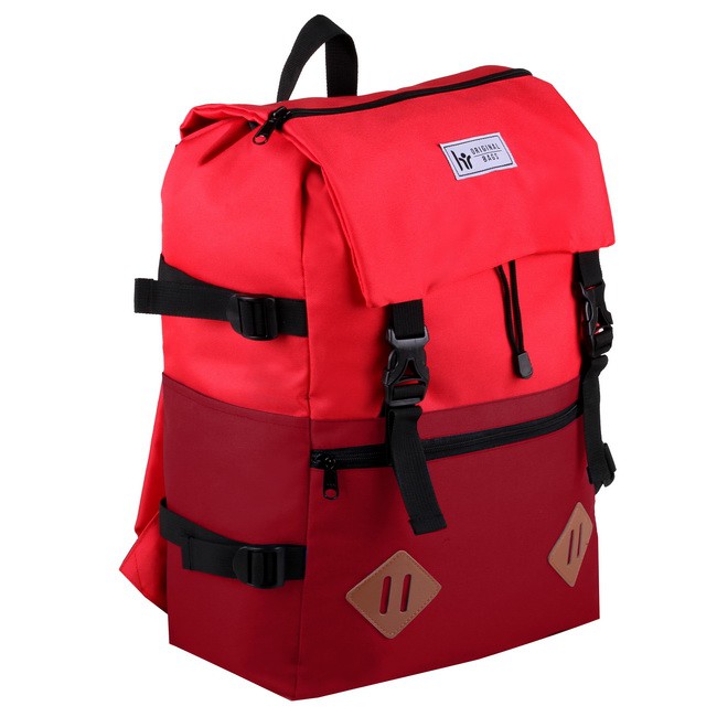 Tas Ransel Cowok / Tas Kuliah / Tas Distro HR Bag [Merah + Maroon]