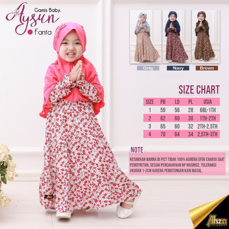 (Free masker) Set gamis bayi Aysun ori by Ahza/gamis baby rayon adem murah include jilbab