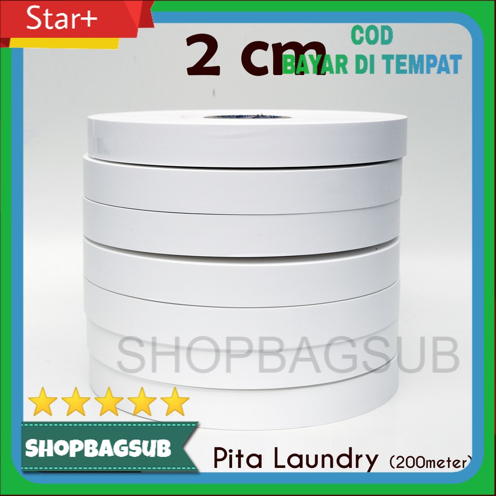 

Pita Laundry Taffeta Label Penanda Roll Kain Kertas 20 mm 2cm 200meter