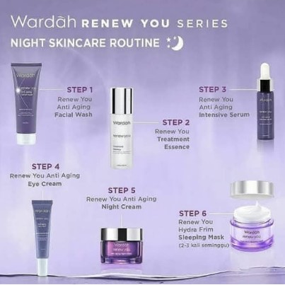 Wardah Renew You Series Anti Aging Day Night Cream Facial Wash Serum Krim Eye Cream Sleeping Mask Shopee Indonesia