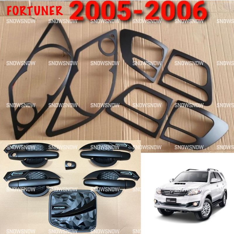 Paket Garnish Depan Belakang Outer Handle Tank Cover Fortuner Lama Old 2005 2006 Hitam