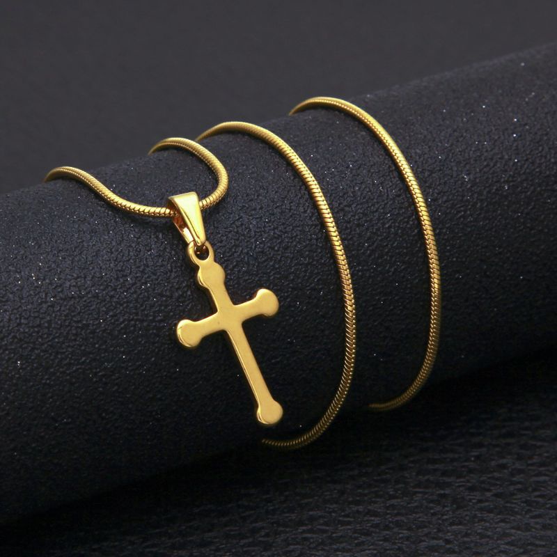 Kalung emas belut bulat liontin salip/kalung pria wanita/kalung nama