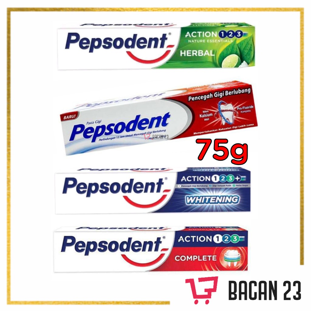 Pepsodent Pasta Gigi 75gr ( Action - Complete - Herbal - Whitening ) / Odol / Bacan 23 - Bacan23