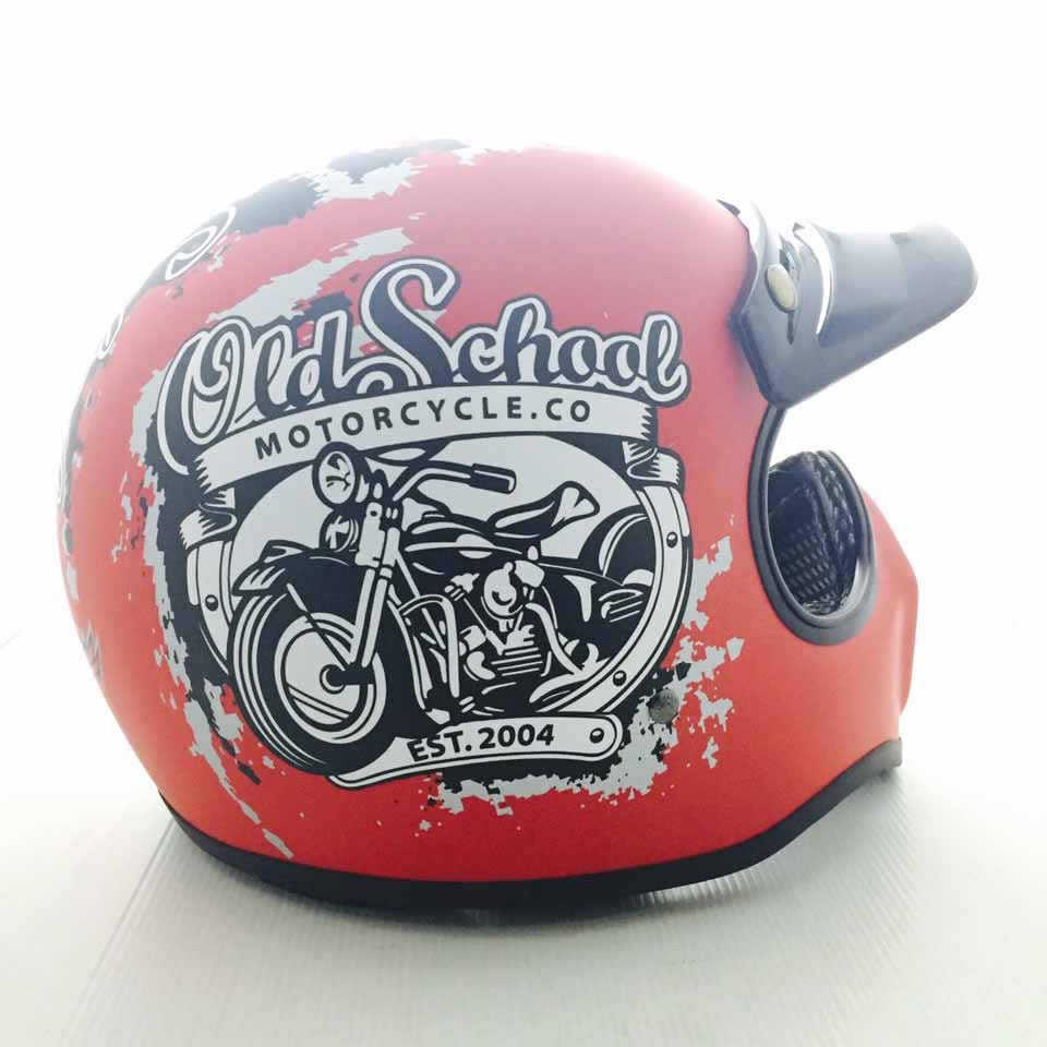 HELM CAKIL HBC NEW OLD SCHOOL MERAH ( Fullface / Retro / Klasik / Vespa )