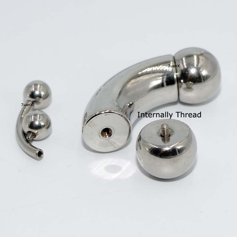 1pc Anting Tindik Telinga Bentuk Barbel Lengkung Bahan Stainless Steel Warna Silver