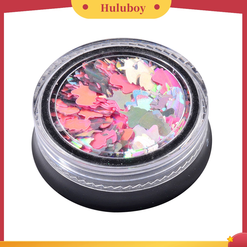 Huluboy Huluboy♡ Stiker Sequin 3D Warna Pelangi Untuk Dekorasi Manicure