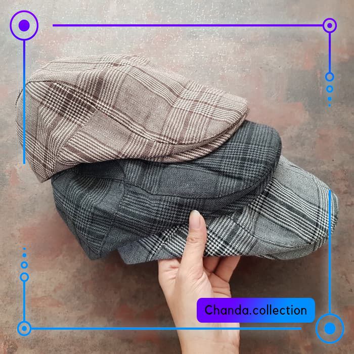 Topi jeans detektif denim flatcap snapback pria wanita-Pet kotak tipis  murah