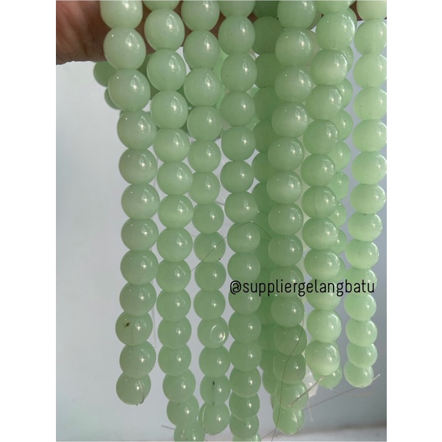 Bahan renceng kalung Gelang GREEN CAT EYE 10mm mata kucing hijau asli