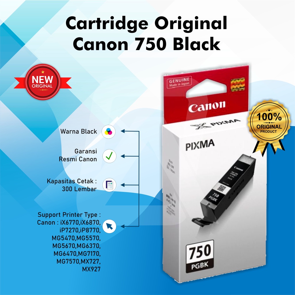 Tinta Canon 750 Black 751 Black &amp; Colour Original Ink Cartridge