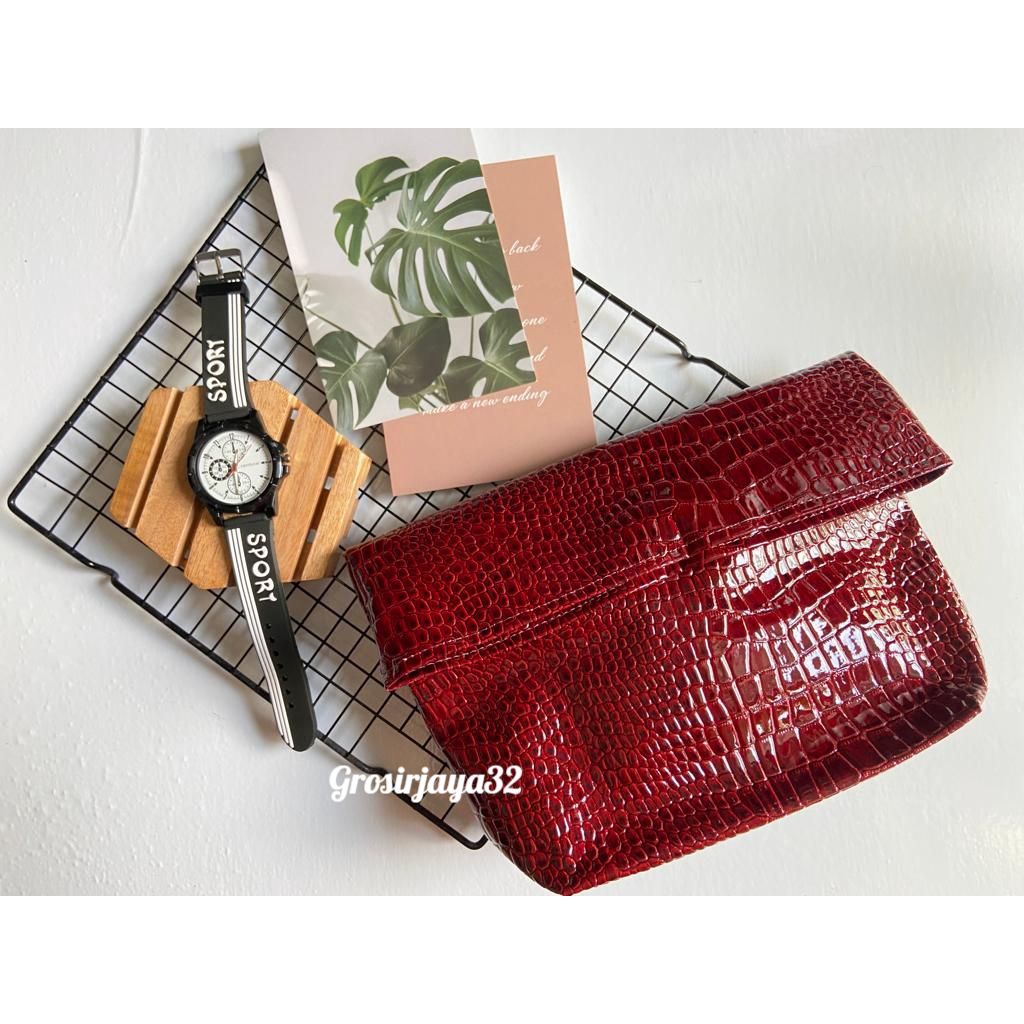 (GROSIRJAYA32) Dompet Pesta Wanita Croco Loisa Clutch murah clutch magnet murah