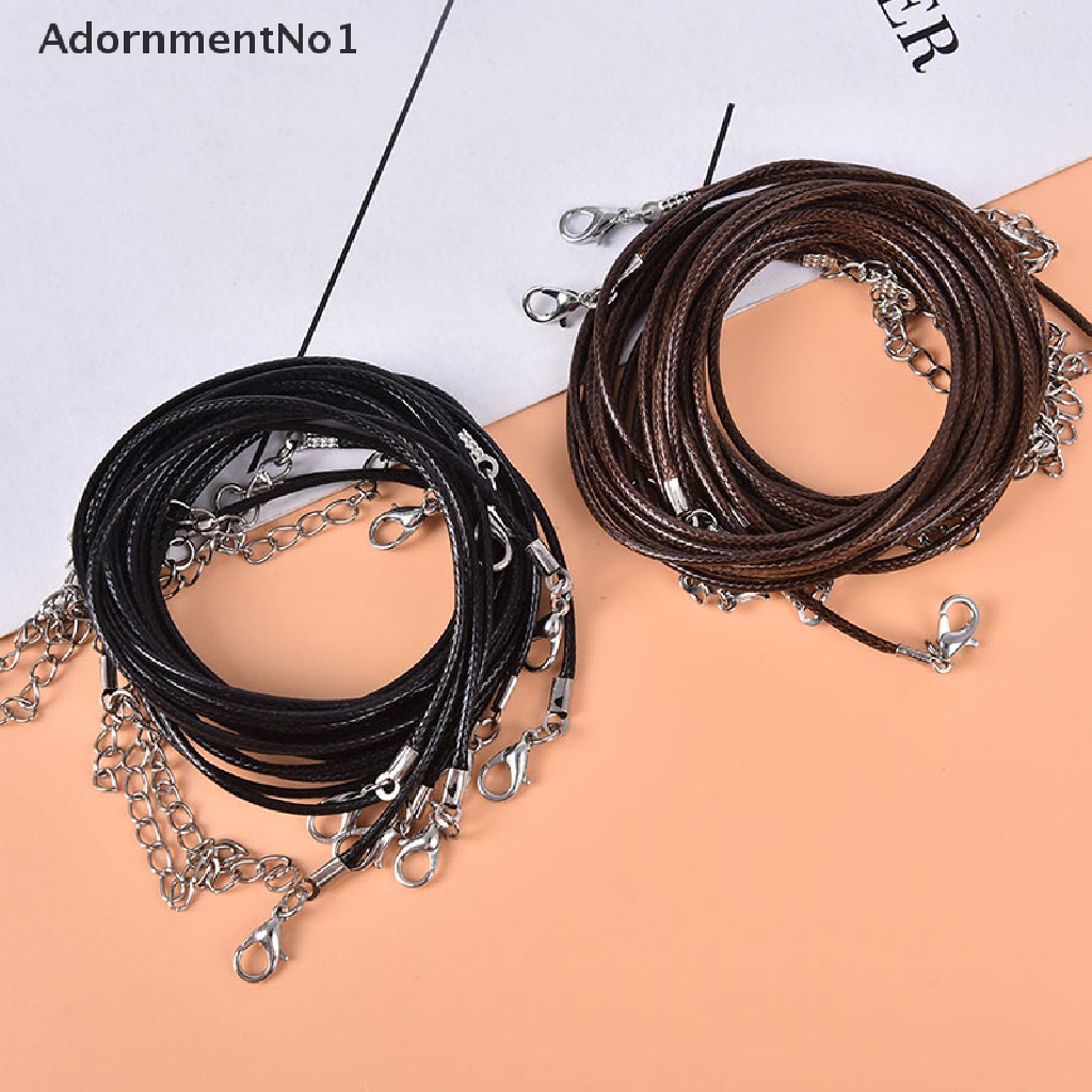 (AdornmentNo1) 10pcs Tali Kulit Adjustable 1.5mm Warna Hitam Untuk Membuat Kalung / Gelang DIY