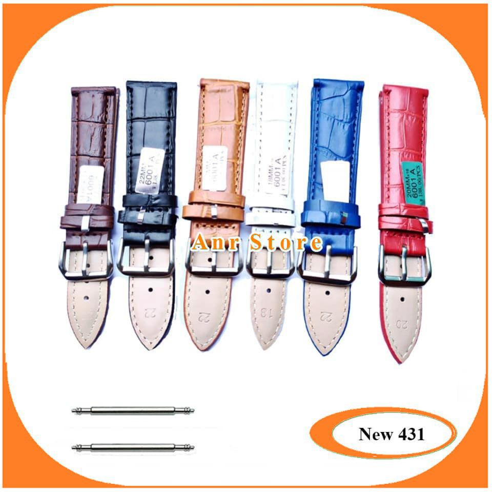 Tali Jam Tangan Kulit Genuine 18 20 22 24 mm Bonus Spring Bar