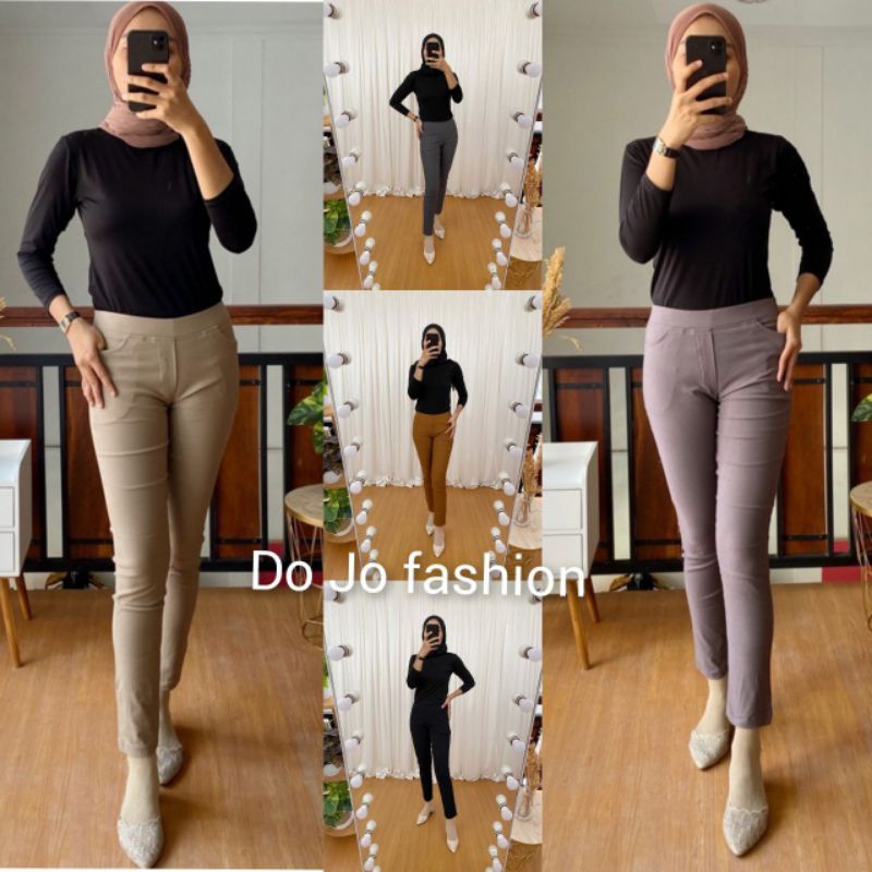 Elizabeth Pants / Chino Pants Wanita Bahan Tebal Stretch Pinggang Karet / CELANA LEGGING STREET