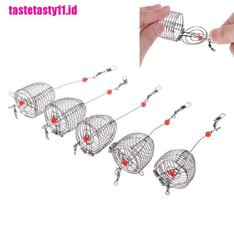 【TTID】5PCs Wire Fishing Lure Cage Fish Bait Cage Fishing Trap Basket Feeder Hol