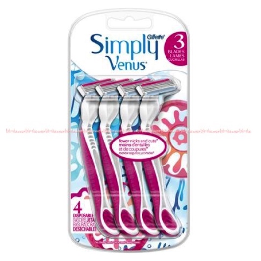 Gillette Simply Venus 4 Pisau cukur untuk wanita Perempuan Pink Gilete Gillete Gilette Pink Simple Venus Pisau Cukur Cewek Simpli