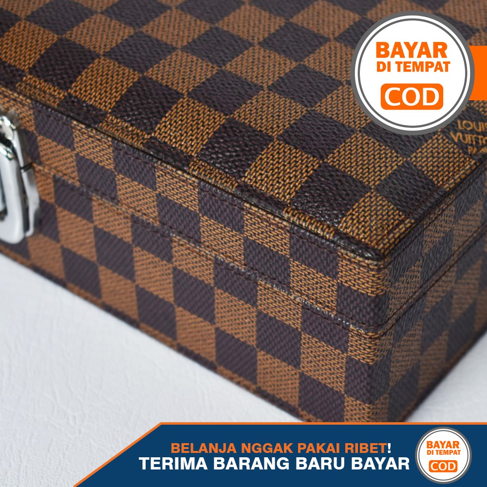 Exclusive Damier Jewelry Box Organizer / Tempat Perhiasan Lengkap Anting, Gelang, Kalung, Emas Antam